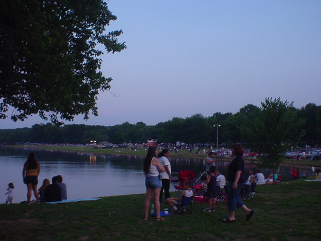 The Crowd Gathers at the Lake