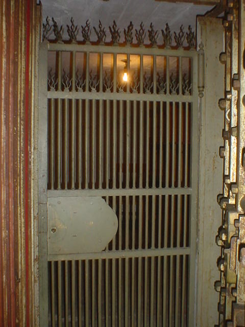 Looking inside the safe.