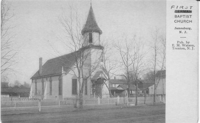 The German Baptist Church.  Built in 1886 from two lots of land from the Davison estate for $150 each.  With the financial assistance of G.W. Helme of Helmetta, the church was constructed. Became the Jamesburg Senior Center in 1976.  Submitted by Mr. & Mrs. Chris Bowen