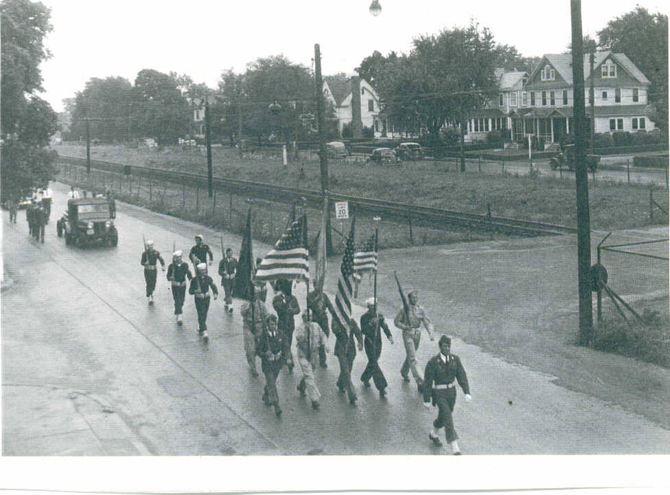 This funeral cortege is in honor of Frank Petroski, Seaman Second Class, United States Naval Reserve, who perished in action on April 17, 1944.  He was buried at Saint James Cemetery in 1948. Thanks to the Petroski Family for these pictures.