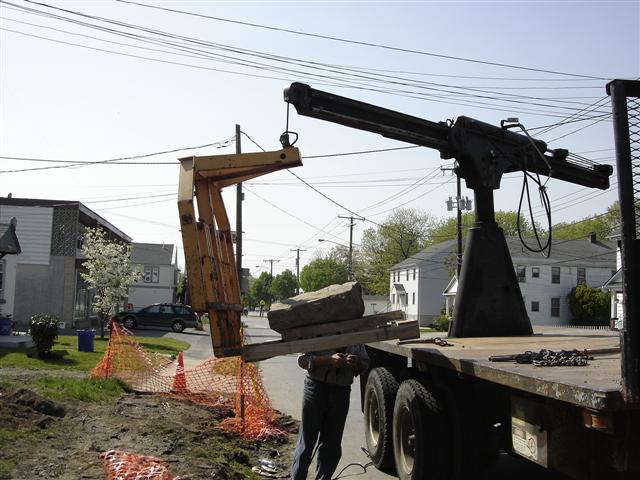 Loading the stone and pallet on the truck May 11, 2005.
